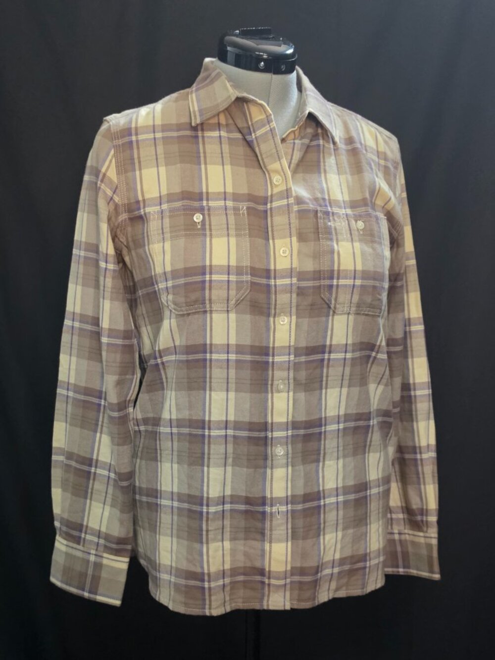 Lauren Ralph Lauren Button‑Down Shirt | Medium | NWT | Tan/Cream